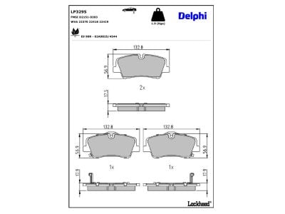 Jeu de 4 plaquettes de frein DELPHI ref. LP3295