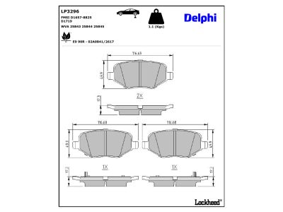 Jeu de 4 plaquettes de frein DELPHI ref. LP3296