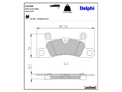 Jeu de 4 plaquettes de frein DELPHI ref. LP3298