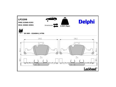 Juego de 4 pastillas de freno (Almohadilla de freno) DELPHI ref. LP3299
