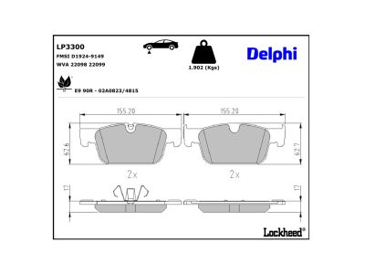 Juego de 4 pastillas de freno (Almohadilla de freno) DELPHI ref. LP3300