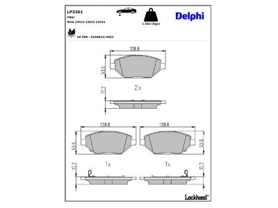Juego de 4 pastillas de freno (Almohadilla de freno) DELPHI ref. LP3301