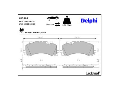 Jogo de 4 pastilhas de travão DELPHI LP3307