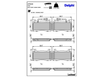 Juego de 4 pastillas de freno (Almohadilla de freno) DELPHI ref. LP3310