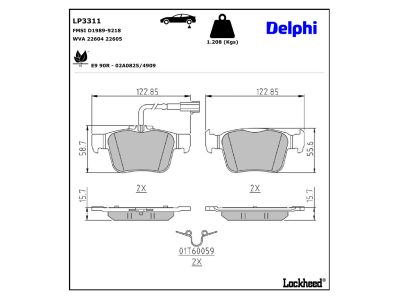 Jogo de 4 pastilhas de travão DELPHI ref. LP3311