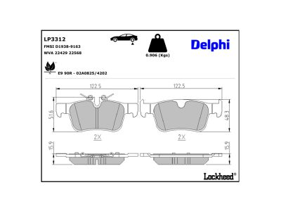 Jeu de 4 plaquettes de frein DELPHI ref. LP3312