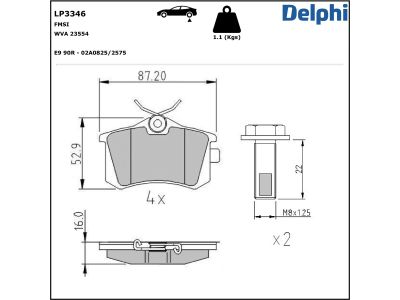 Juego de 4 pastillas de freno (Almohadilla de freno) DELPHI ref. LP3346