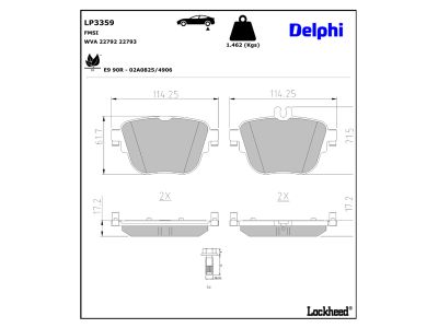 Juego de 4 pastillas de freno (Almohadilla de freno) DELPHI ref. LP3359