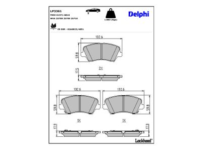 Juego de 4 pastillas de freno (Almohadilla de freno) DELPHI ref. LP3361