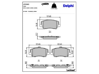 Juego de 4 pastillas de freno (Almohadilla de freno) DELPHI ref. LP3363