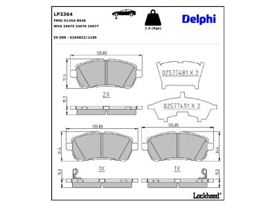 Juego de 4 pastillas de freno (Almohadilla de freno) DELPHI ref. LP3364