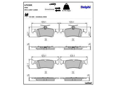 Juego de 4 pastillas de freno (Almohadilla de freno) DELPHI ref. LP3369