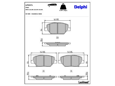 Jeu de 4 plaquettes de frein DELPHI LP3371