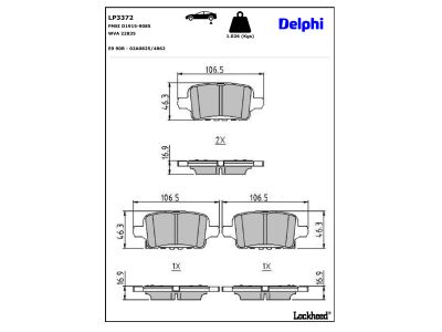 Juego de 4 pastillas de freno (Almohadilla de freno) DELPHI ref. LP3372