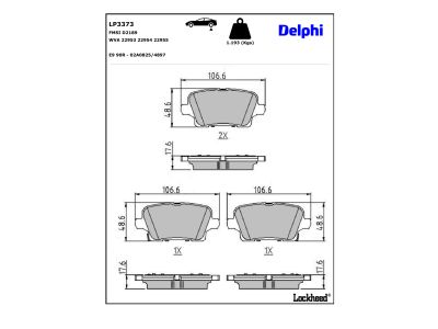 Juego de 4 pastillas de freno (Almohadilla de freno) DELPHI ref. LP3373