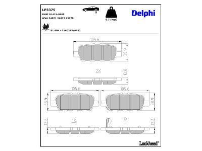 Jeu de 4 plaquettes de frein DELPHI ref. LP3375