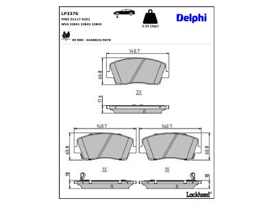 Jeu de 4 plaquettes de frein DELPHI LP3376