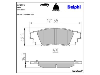 Jeu de 4 plaquettes de frein DELPHI ref. LP3379