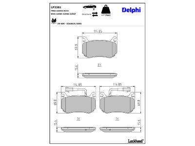 Jogo de 4 pastilhas de travão DELPHI ref. LP3381