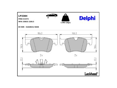 Juego de 4 pastillas de freno (Almohadilla de freno) DELPHI ref. LP3384