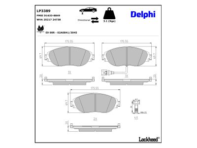Juego de 4 pastillas de freno (Almohadilla de freno) DELPHI ref. LP3389