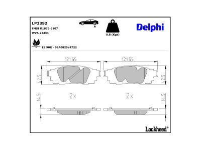 Juego de 4 pastillas de freno (Almohadilla de freno) DELPHI ref. LP3392