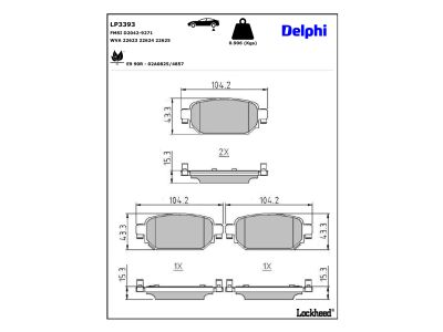 Juego de 4 pastillas de freno (Almohadilla de freno) DELPHI ref. LP3393