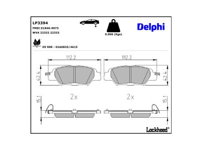 Jeu de 4 plaquettes de frein DELPHI ref. LP3394