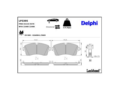 Juego de 4 pastillas de freno (Almohadilla de freno) DELPHI ref. LP3395