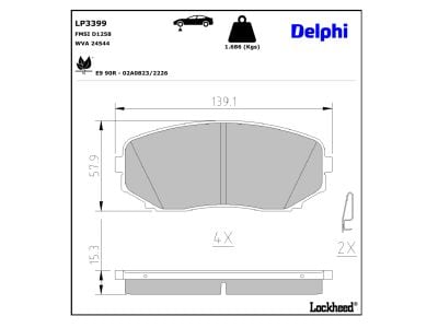 Juego de 4 pastillas de freno (Almohadilla de freno) DELPHI ref. LP3399