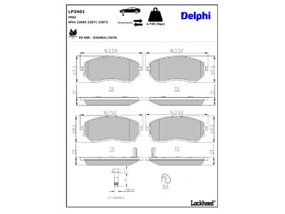 Juego de 4 pastillas de freno (Almohadilla de freno) DELPHI ref. LP3401