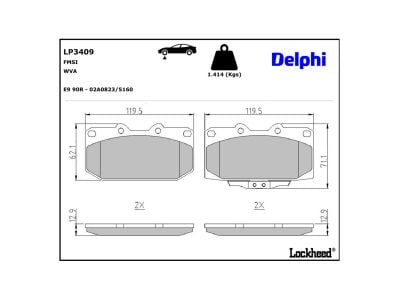 Juego de 4 pastillas de freno (Almohadilla de freno) DELPHI ref. LP3409