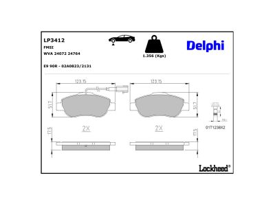 Jeu de 4 plaquettes de frein DELPHI LP3412