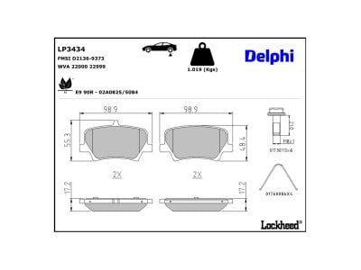 Juego de 4 pastillas de freno (Almohadilla de freno) DELPHI ref. LP3434