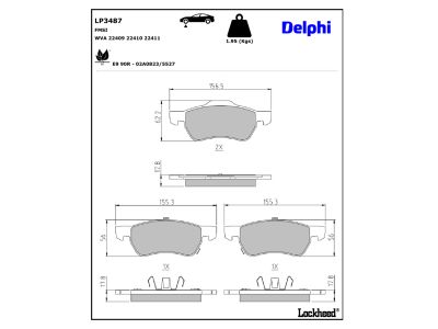 Juego de 4 pastillas de freno (Almohadilla de freno) DELPHI ref. LP3487