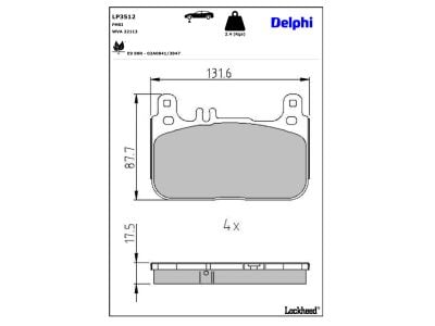 Juego de 4 pastillas de freno (Almohadilla de freno) DELPHI ref. LP3512
