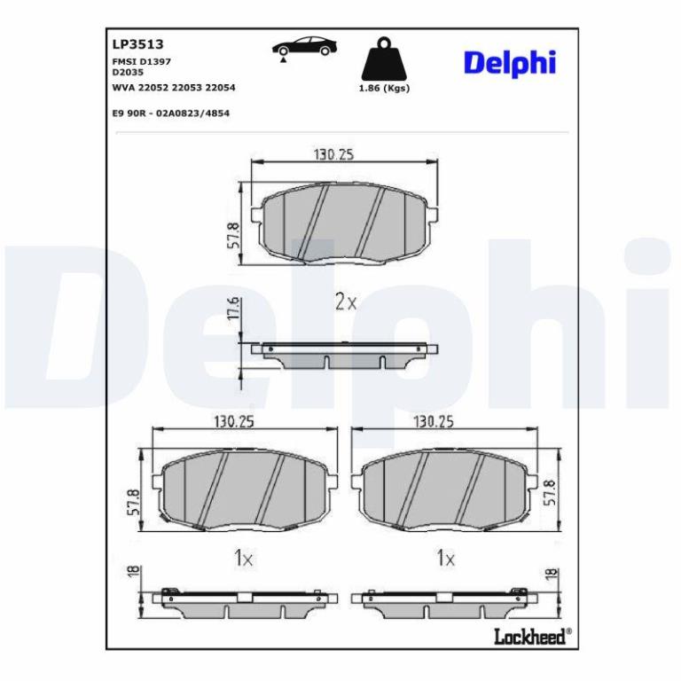 Juego de 4 pastillas de freno (Almohadilla de freno) DELPHI ref. LP3513