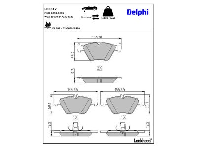 Juego de 4 pastillas de freno (Almohadilla de freno) DELPHI ref. LP3517