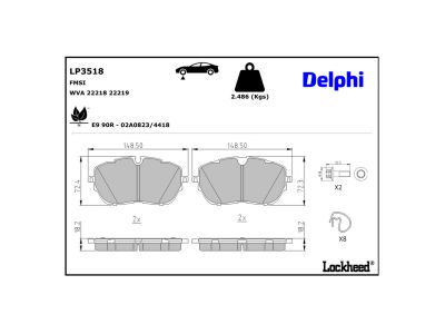 Juego de 4 pastillas de freno (Almohadilla de freno) DELPHI ref. LP3518