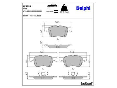 Jogo de 4 pastilhas de travão DELPHI ref. LP3520