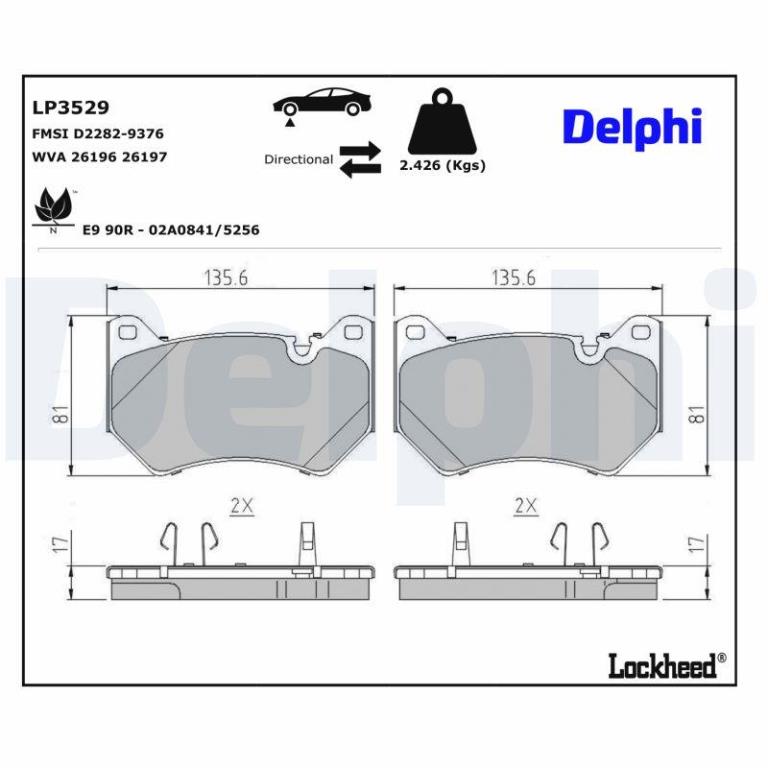 Juego de 4 pastillas de freno (Almohadilla de freno) DELPHI ref. LP3529