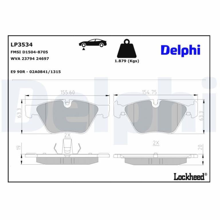 Jeu de 4 plaquettes de frein DELPHI LP3534