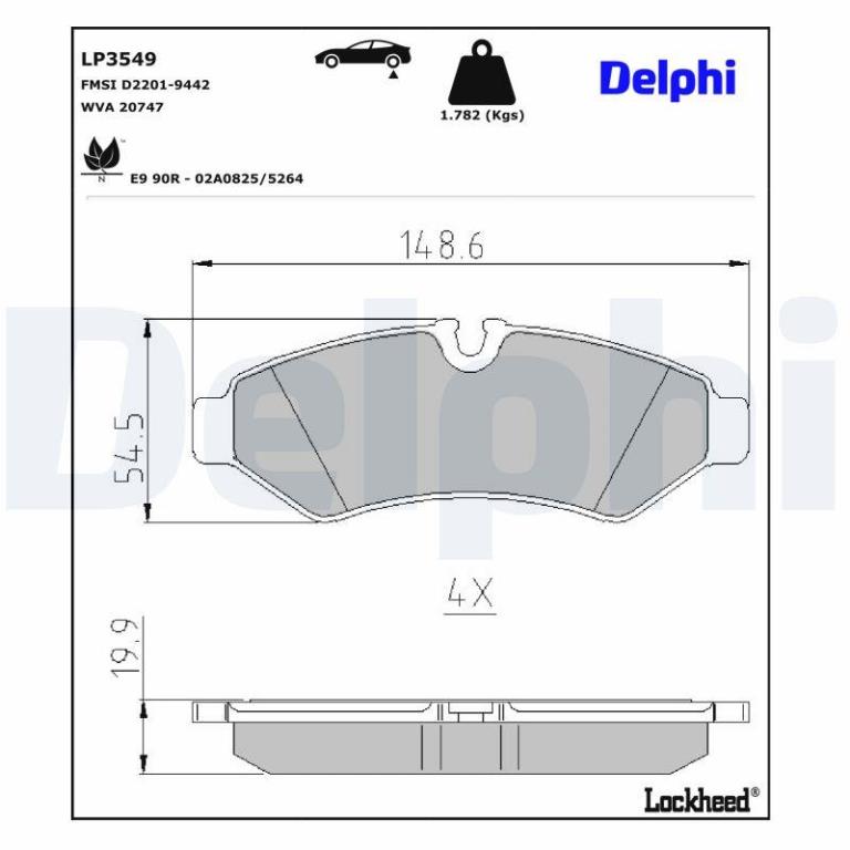 Juego de 4 pastillas de freno (Almohadilla de freno) DELPHI ref. LP3549