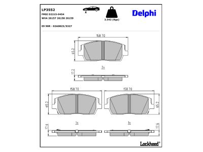 Juego de 4 pastillas de freno (Almohadilla de freno) DELPHI ref. LP3552