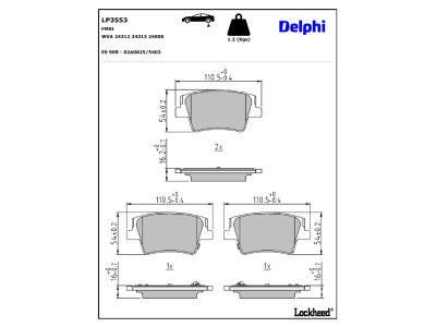 Jeu de 4 plaquettes de frein DELPHI ref. LP3553