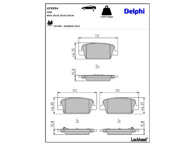 Juego de 4 pastillas de freno (Almohadilla de freno) DELPHI ref. LP3554