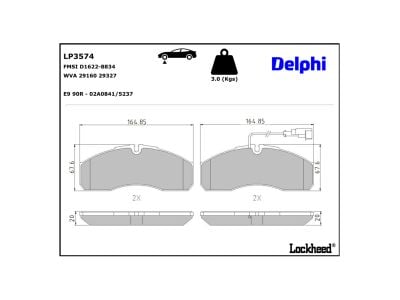 Juego de 4 pastillas de freno (Almohadilla de freno) DELPHI ref. LP3574