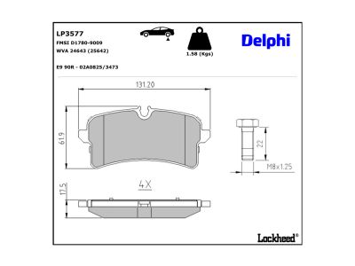 Jeu de 4 plaquettes de frein DELPHI ref. LP3577