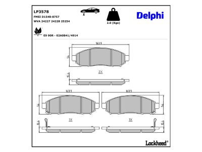 Juego de 4 pastillas de freno (Almohadilla de freno) DELPHI ref. LP3578