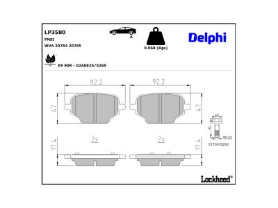 Jeu de 4 plaquettes de frein DELPHI LP3580